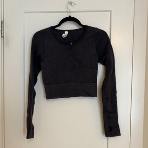 Aerie Charcoal Waffle Knit Workout Top